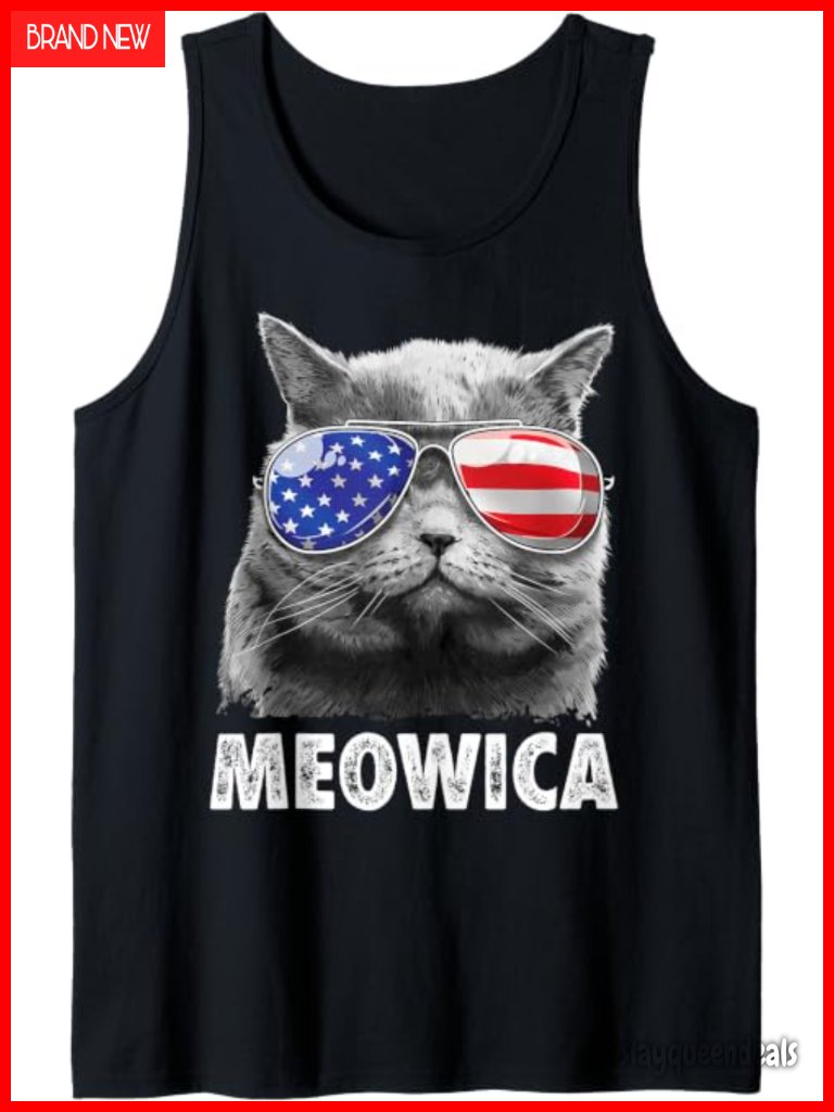 Cat 4th Of July Tank Top American Flag Patriotic Meowica Merica